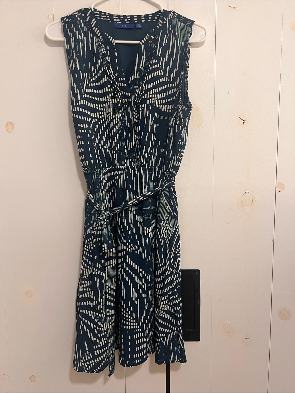 Apt. 9 Teal and White Sleeveless Tie-Waist Dress